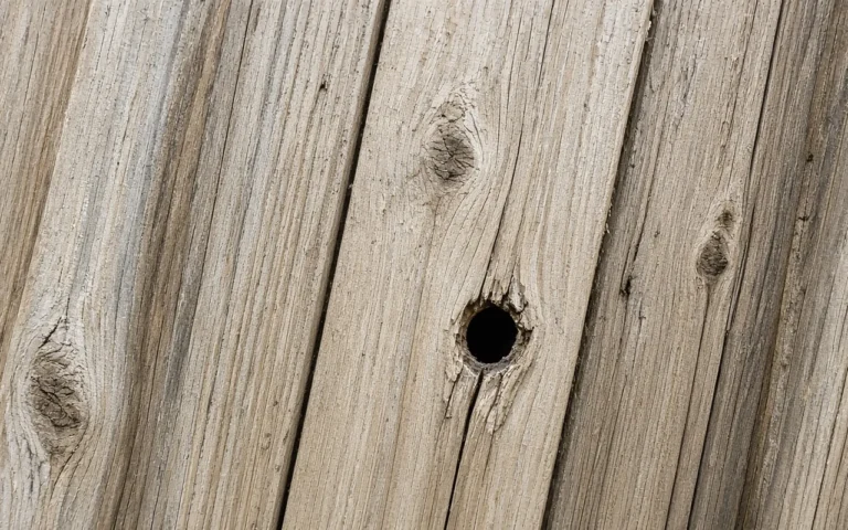 Small Hole in Wood Siding: Fast DIY Patching and Sealing Strategies Small round hole with torn fibers in cedar board-and-batten siding